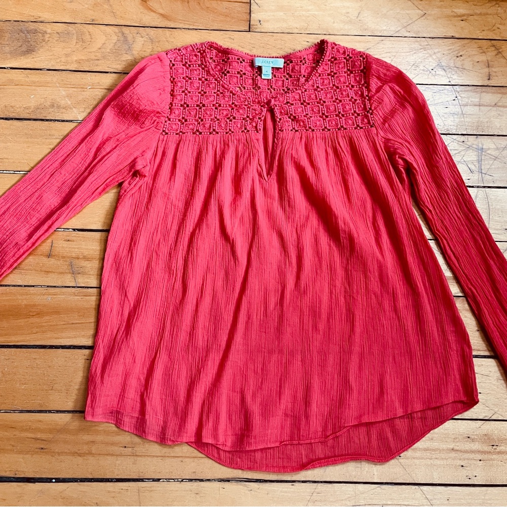 J. Crew Orange Textured Blouse
